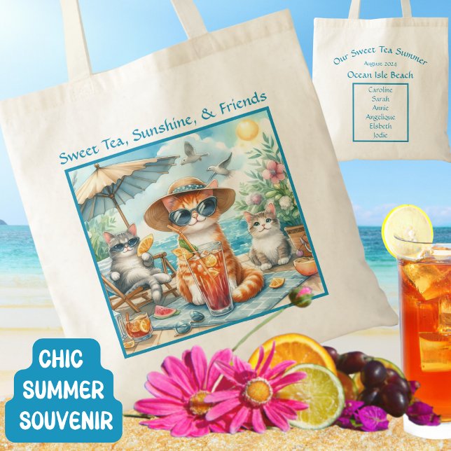 Sweet Tea Sunshine Friends Summer Beach Cats Resa Tygkasse (Skapare uppladdad)