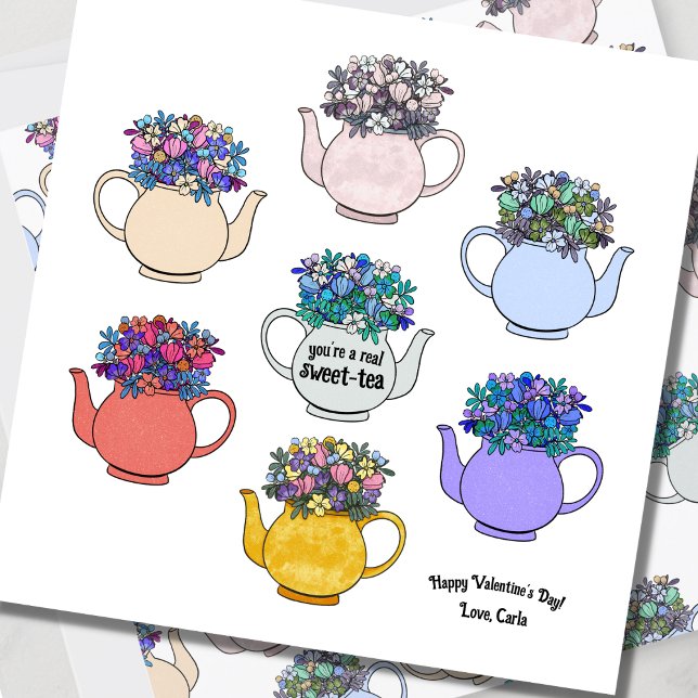 Sweet Tea Tekanna Mönster Valentine Day Card Kort (Skapare uppladdad)