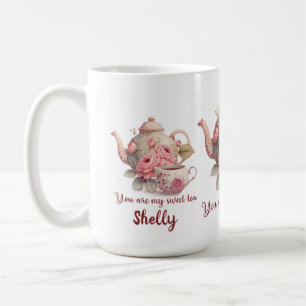 Sweet Tea Vas med vackra Pinks Blommigt Kaffemugg