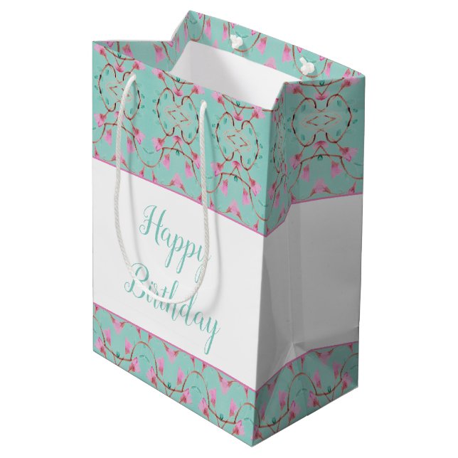 Sweet Teal and Rosa Patterned Gift Bag (Baksidan Vinklad)