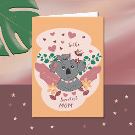Sweet Tecknad Koalas Mors dag Card Kort