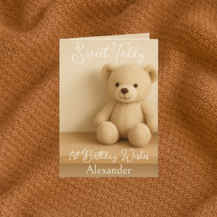 Sweet Teddy 1:a Birthday Önskemål Kort