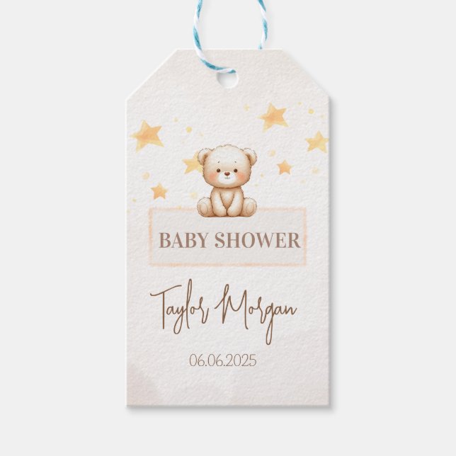Sweet Teddy Bear Baby Shower Presentetikett (Framsidan)