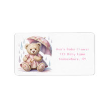 Sweet Teddy Bear Girl Baby Shower Address