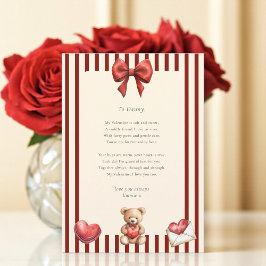 Sweet Teddy Bear Valentine Love Letter Poem card  Inbjudningar