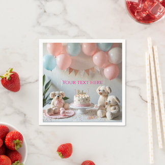 Sweet Teddy Bears Balloons Birthday or Baby Shower Pappersservett