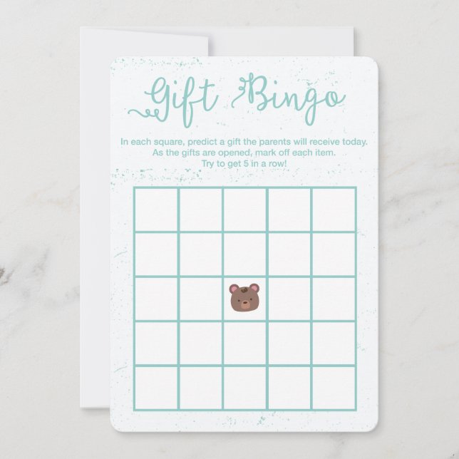Sweet Teddy Blue Boy Shower Bingo Game Inbjudningar (Framsida)