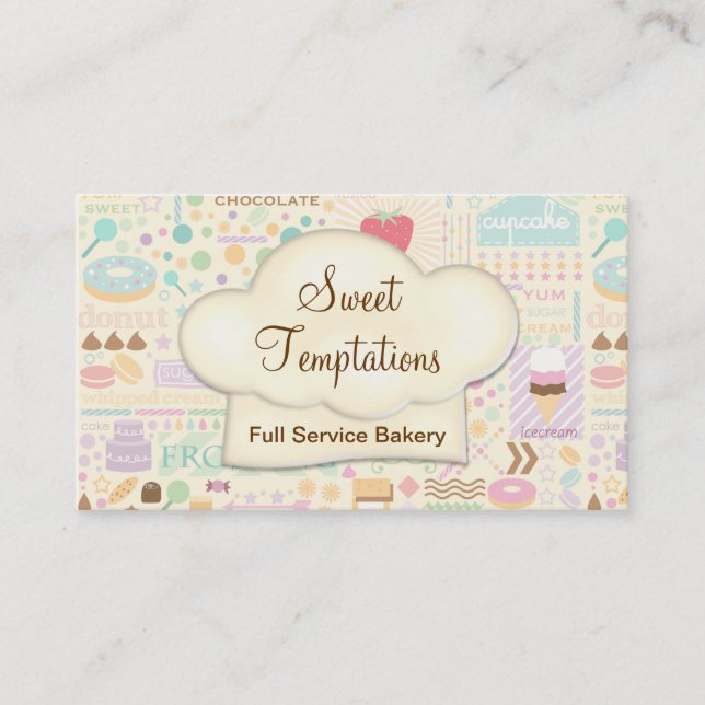 Sweet Temptations Bakery Boutique Visitkort (Framsida)