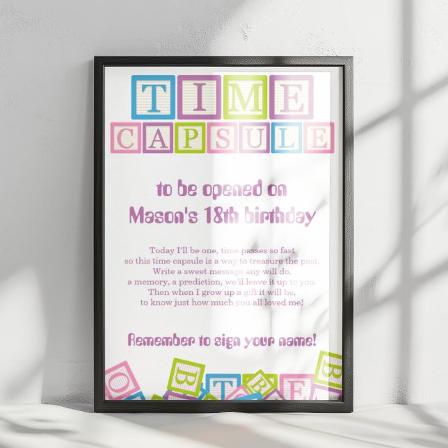 Sweet Time Capsule Blocks First Birthday Keepsake  Poster (Skapare uppladdad)