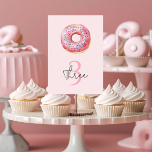 Sweet Time Pastel Rosa Donut Birthday Bordsnummer