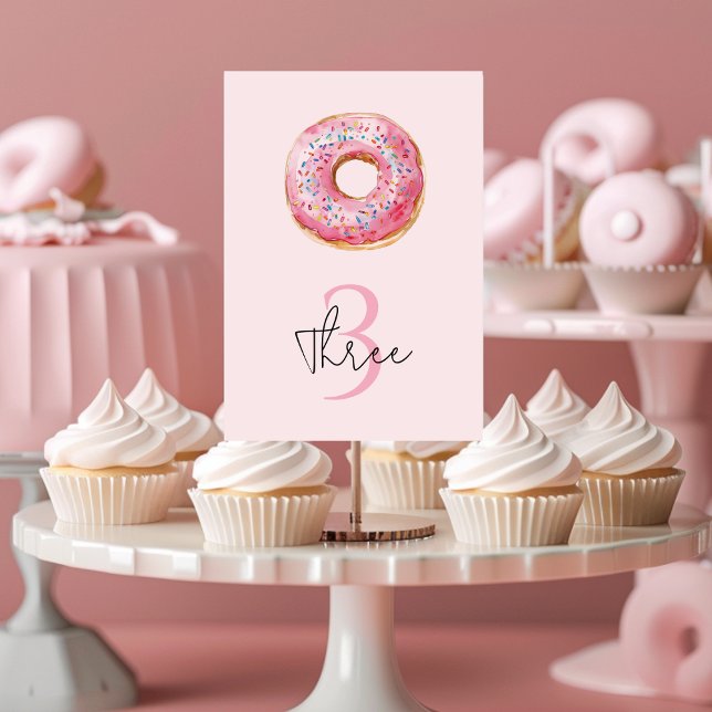 Sweet Time Pastel Rosa Donut Birthday Bordsnummer (Skapare uppladdad)