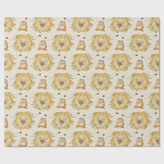 Sweet to Bee One Birthday Gift Wrap Presentpapper (Platt)