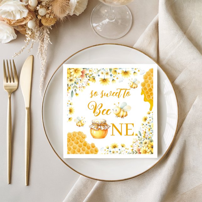 Sweet to Bee One Yellow Floral Napkins Pappersservett (Skapare uppladdad)
