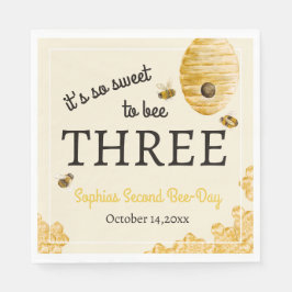 Sweet To Bee Three Third Birthday Bees Honeycomb Pappersservett