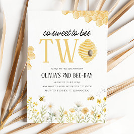 Sweet to Bee Two Bee 2nd Birthday Invitation Inbjudningar
