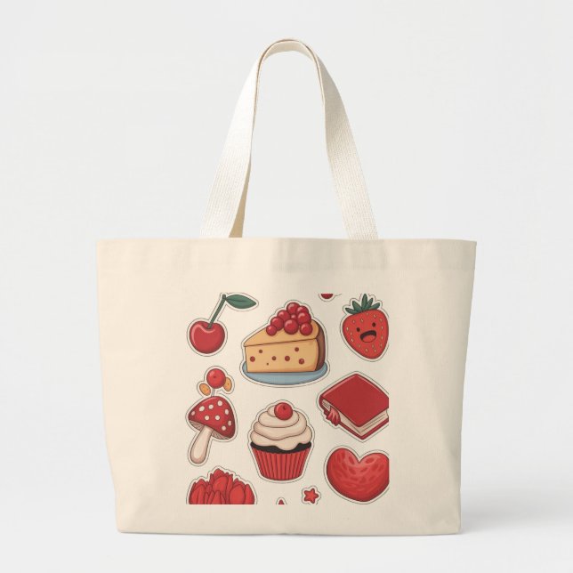 Sweet Tooth Dessert Pattern Tote Bag  Jumbo Tygkasse (Framsidan)