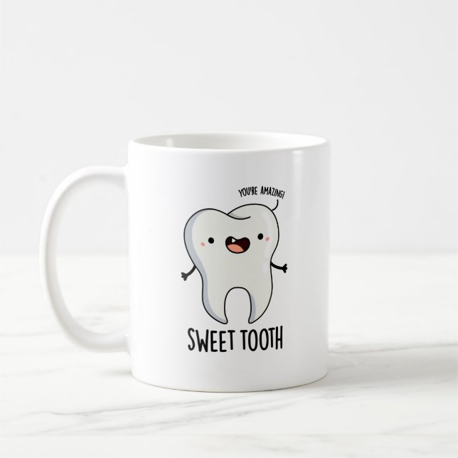 Sweet Tooth Funny Dental Pun Kaffemugg (Vänster)