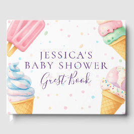 Sweet Treat Ice Cream Pastel Baby Shower Guest Boo Gästböcker