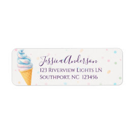Sweet Treat Pastel Ice Cream Baby Shower Sprinkle Returadress Etikett