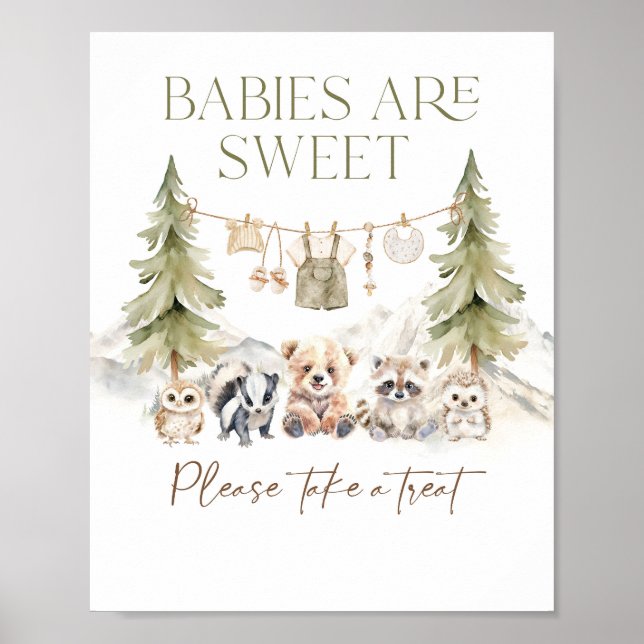 Sweet Treat Woodland Adventure Boy Baby Shower Poster (Framsidan)