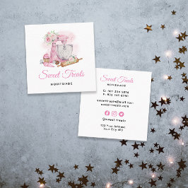 Sweet Treats Bakery Rosa Fyrkantigt Visitkort