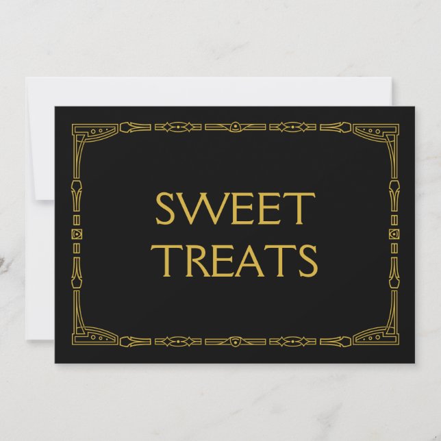 "Sweet Treats" Guld Art Deco-stil Vigselskylt (Framsida)