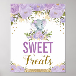 Sweet Treats Lila Elephant Lavender Blommigt Favor Poster