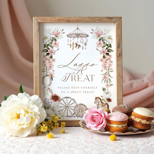 Sweet Treats Vild Western Rodeo Blommigt Baby Show Poster (Sweet Treats Wild Western Rodeo Floral Baby Shower Poster)