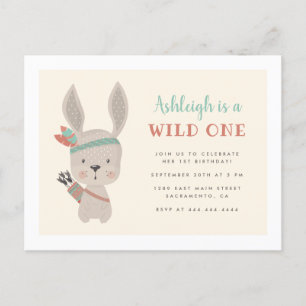 Sweet Tribal Bunny Vild 1:a födelsedagen Inbjudan Vykort