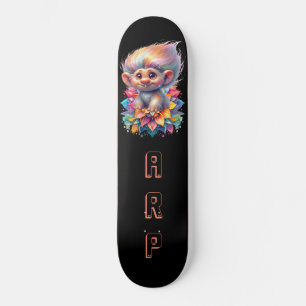 *~* Sweet Troll AP89 Neon Black Initialer Flower Mini Skateboard Bräda 18,5 Cm