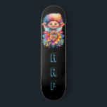 *~* Sweet Troll AP89 Neon Rainbow Initialer Flower Mini Skateboard Bräda 18,5 Cm<br><div class="desc">(Sökkod AP89 för Troll-objekt och AP88 för medeltida temaobjekt ) Överför enkelt till andra Zazzle-produkter. BLACK-bakgrundsskateboard. NEON Rainbow färg kommer bara ut i TROLL bilder och BREV. Anpassa/anpassa INITIALER/MONOGRAM. Den konstiga slumpen Long Hair Troll. Bright RAINBOW neon färg. Det här är en populär trenddesign för någon som kärlek hela sak...</div>