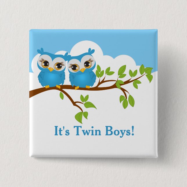 Sweet Twillingars Uggla Boy Baby Button Knapp (Framsida)