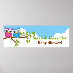 Sweet Twillingars Uggla Boy Baby Shower Banner Poster