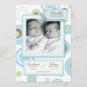 Sweet Twin Boys Argyle Photo Birth Meddelanden
