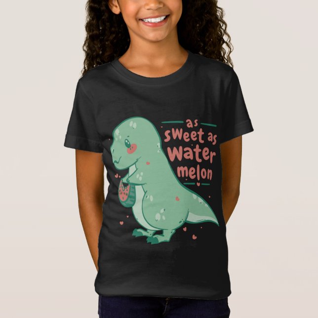 Sweet Tyrannosaurus Rex Watermelon Tecknad Cute Di T Shirt (Framsida)