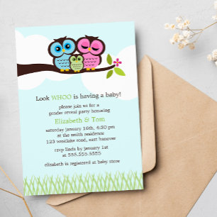 Sweet Uggla Gender Reveal Party Inbjudningar
