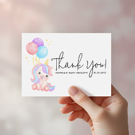 Sweet Unicorn Balloons Pastel Baby Shower Tack Kort