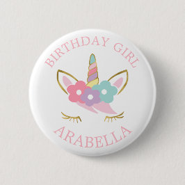 Sweet Unicorn "Birthday Girl" Personlig Knapp