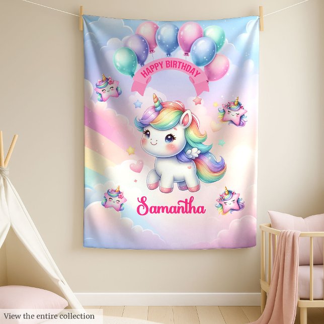 Sweet Unicorn Blanket Personlig Girl Birthday Fleecefilt (Sweet Unicorn Blanket Personalized Girl Birthday)