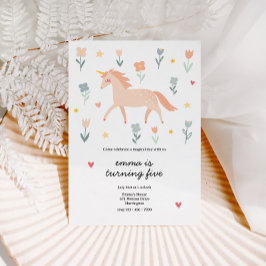 Sweet Unicorn Blommigt Birthday Inbjudningar