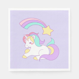 Sweet Unicorn med Rainbow Shooting Star Pappersservett
