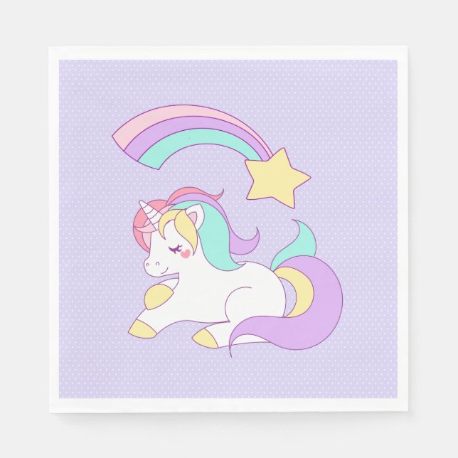 Sweet Unicorn med Rainbow Shooting Star Pappersservett (Framsidan)