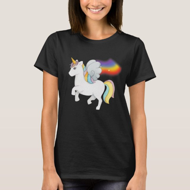 Sweet Unicorn med Rainbow T Shirt (Framsida)