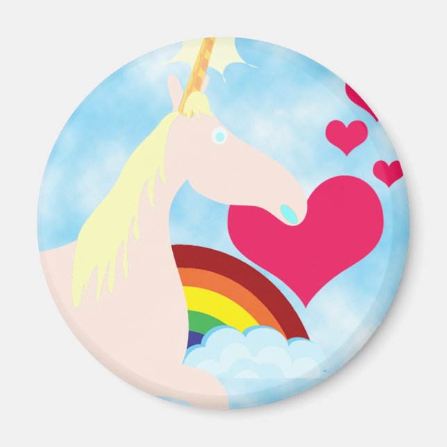 Sweet Unicorn och Rainbow Badge Magnet (Framsidan)