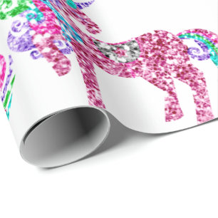Sweet Unicorn Sparkly Glitter Rosa Fairly White Presentpapper