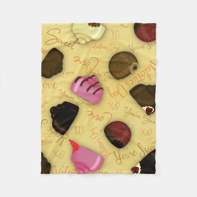 Sweet Valentine - Alla hjärtans dag Candy Mönster Fleecefilt (Framsidan)