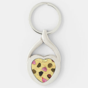 Sweet Valentine - Alla hjärtans dag Candy Mönster Twisted Heart Silverfärgad Nyckelring