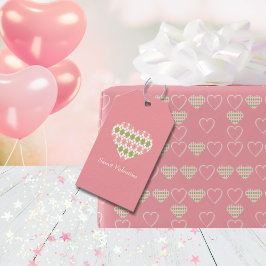 Sweet Valentine Argyle Big Heart Presentetikett