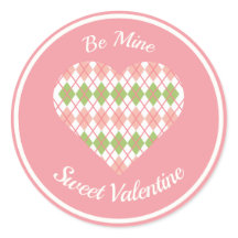 Sweet Valentine Argyle Heart Rosa och Grönt
