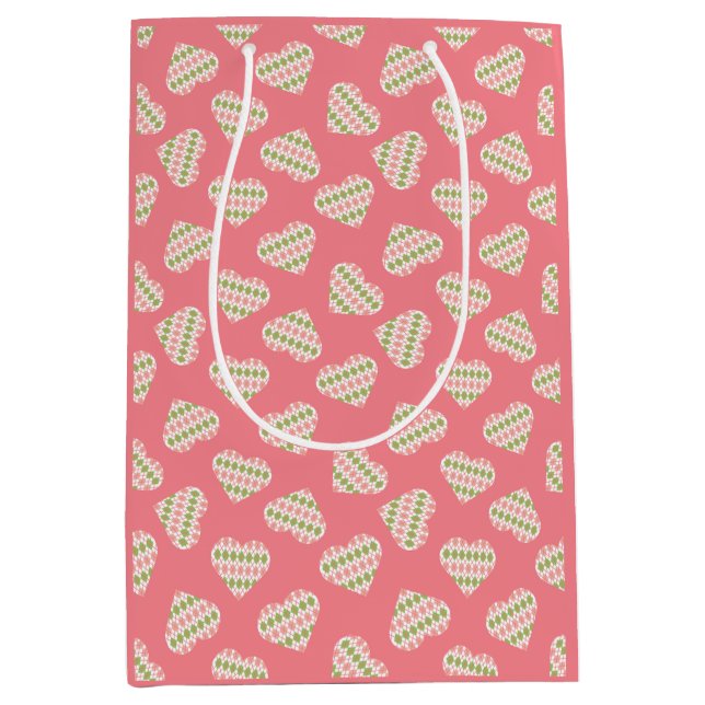 Sweet Valentine Argyle Hearts Mörk Rosa (Framsidan)